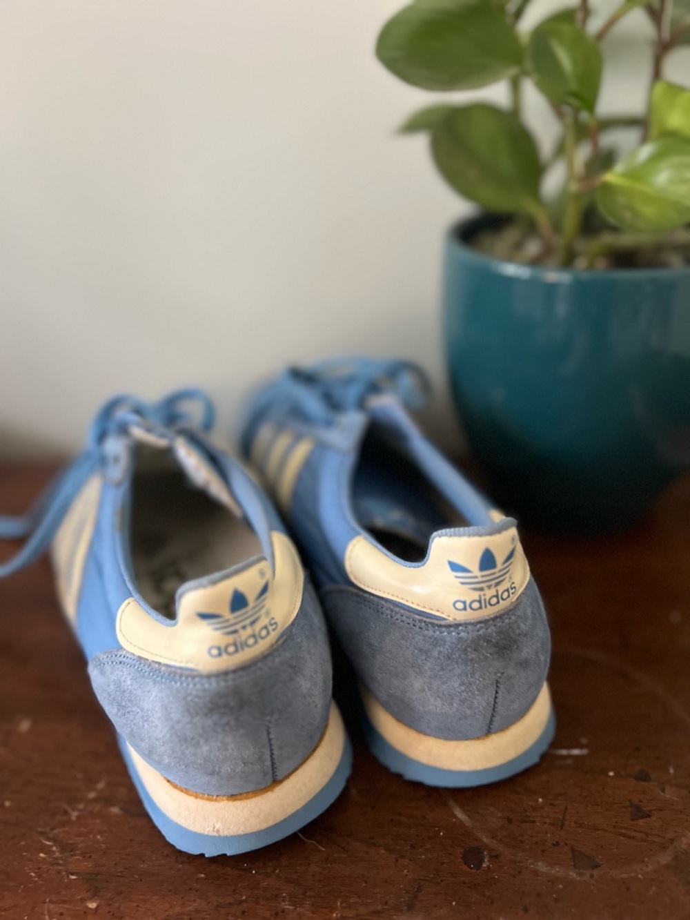 adidas Light Blue and Cream Retro Athletic Sneakers - Picture 5 of 9